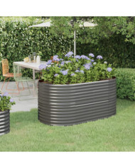 Lit surélevé de jardin Acier enduit de poudre 152x80x68 cm gris | Mobilier & Déco