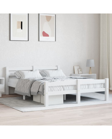 Cadre de lit sans matelas blanc bois de pin massif 120x200 cm | Mobilier & Déco