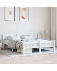 Cadre de lit sans matelas blanc bois de pin massif 120x200 cm | Mobilier & Déco