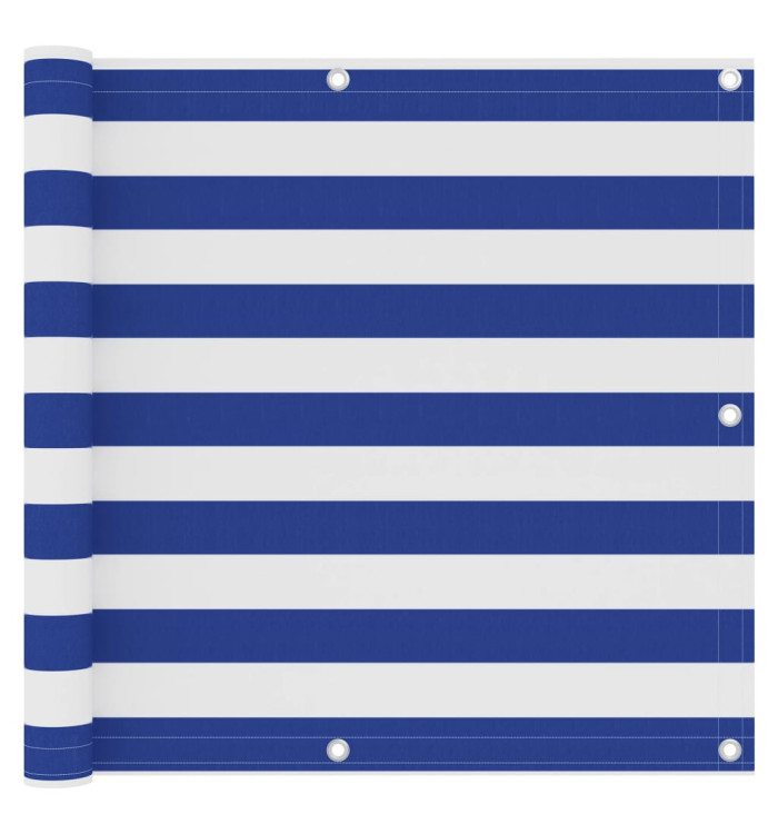Écran de balcon Blanc et bleu 90x500 cm Tissu Oxford | Mobilier & Déco