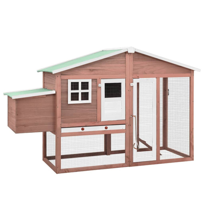 Poulailler avec nichoir Moka et blanc Bois de sapin massif | Mobilier & Déco