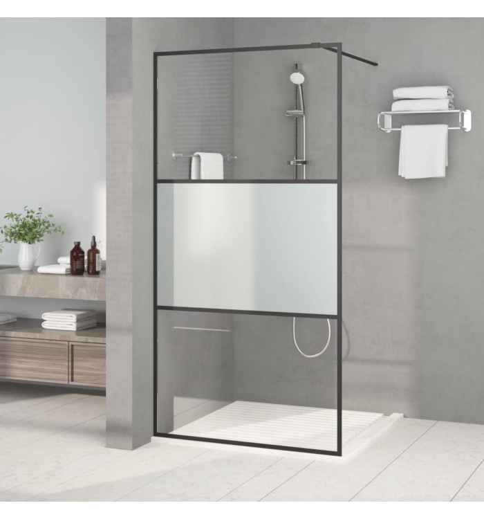 Paroi de douche Noir 100x195 cm Verre ESG demi-dépoli | Mobilier & Déco