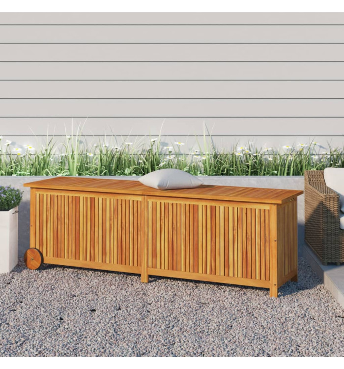 Boîte de rangement de jardin avec roues 150x50x58cm bois acacia | Mobilier & Déco