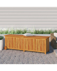 Boîte de rangement de jardin avec roues 150x50x58cm bois acacia | Mobilier & Déco