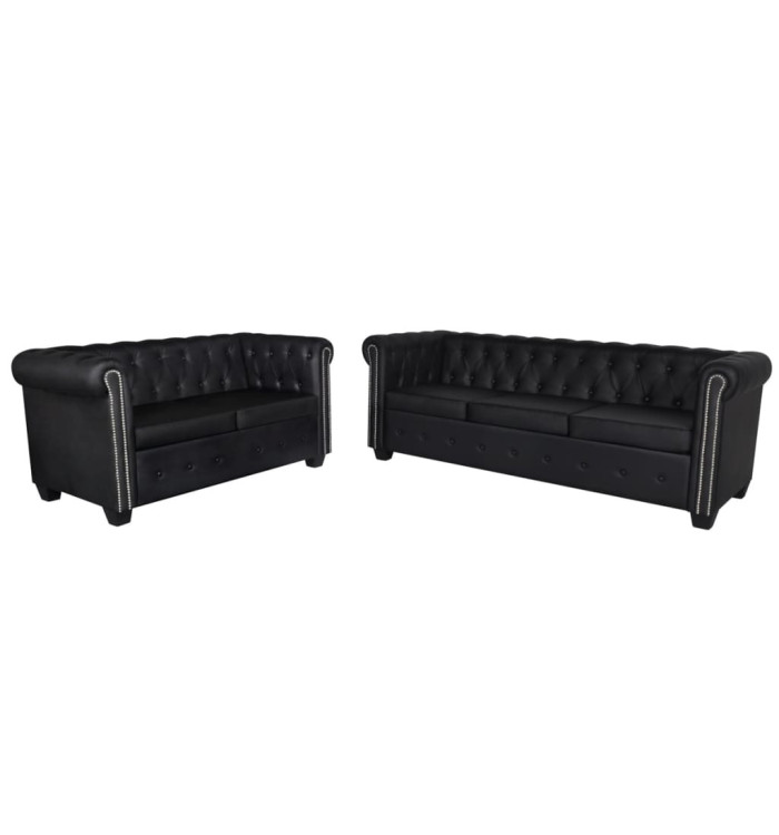 Canapé Chesterfield à 2 places et à 3 places noir | Mobilier & Déco