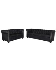 Canapé Chesterfield à 2 places et à 3 places noir | Mobilier & Déco