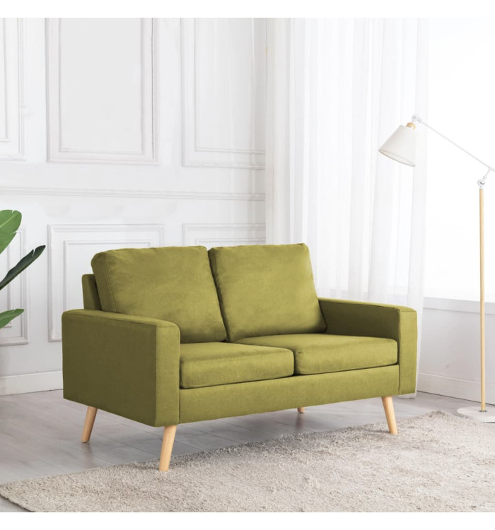 Canapé à 2 places Vert Tissu | Mobilier & Déco