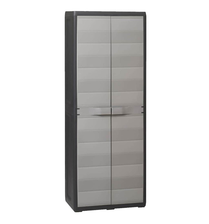 Armoire de rangement de jardin avec 3 étagères Noir et gris | Mobilier & Déco