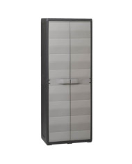 Armoire de rangement de jardin avec 3 étagères Noir et gris | Mobilier & Déco