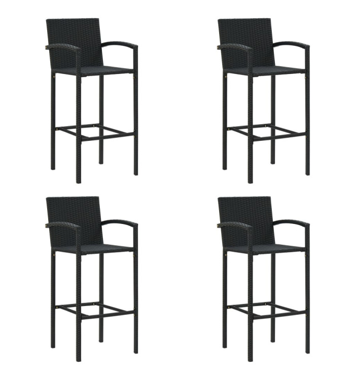 Tabourets de bar lot de 4 noir résine tressée | Mobilier & Déco