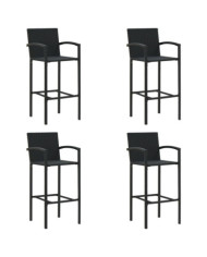 Tabourets de bar lot de 4 noir résine tressée | Mobilier & Déco