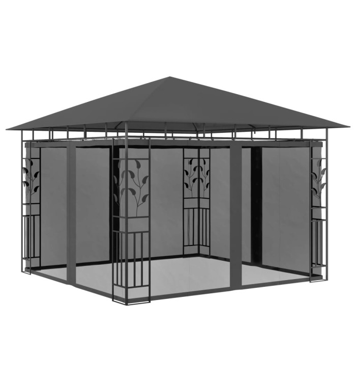 Belvédère avec moustiquaire 3x3x2,73 m Anthracite 180 g/m² | Mobilier & Déco