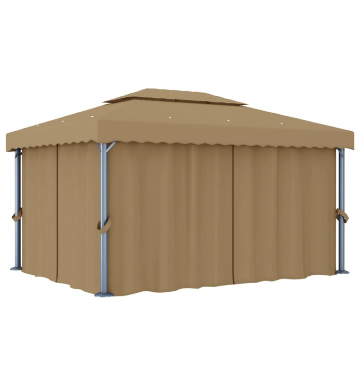 Tonnelle avec rideau 4x3 m Taupe Aluminium | Mobilier & Déco