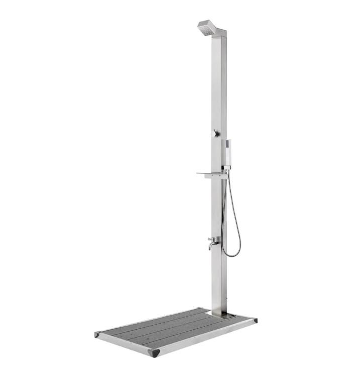 Douche de jardin avec base gris 225 cm Acier inoxydable | Mobilier & Déco