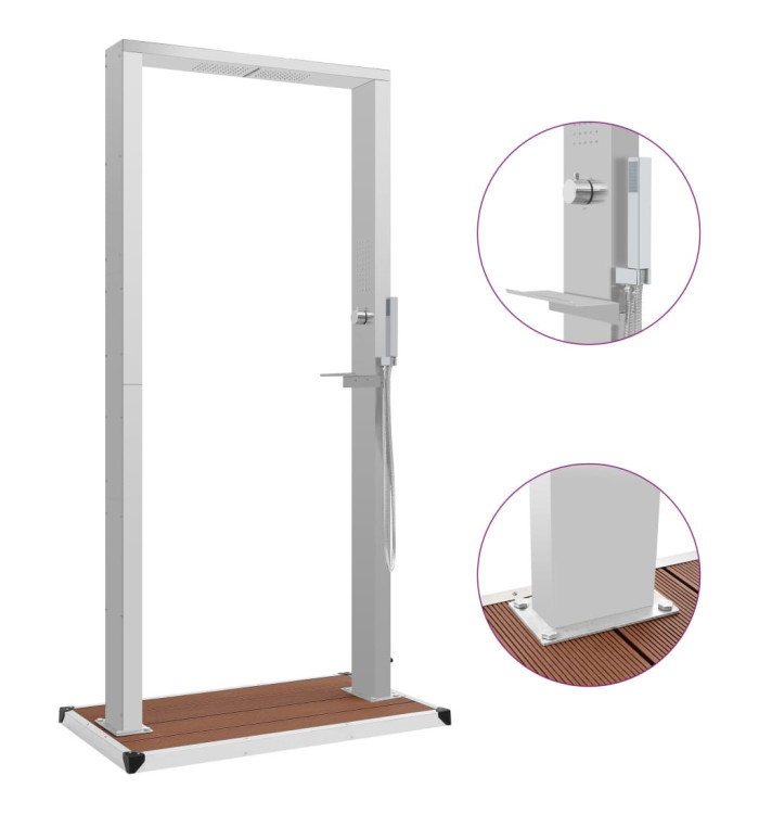 Douche d'extérieur avec receveur WPC Acier inoxydable | Mobilier & Déco