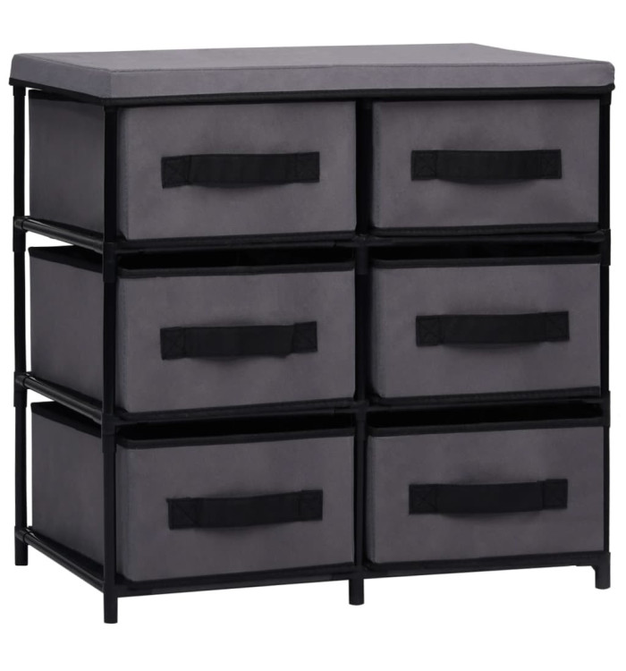 Armoire de rangement à 6 tiroirs 55x29x55 cm Gris Acier | Mobilier & Déco