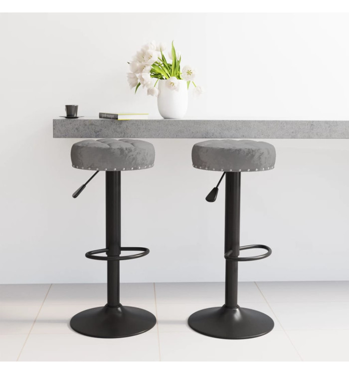 Tabourets de bar lot de 2 gris foncé velours | Mobilier & Déco