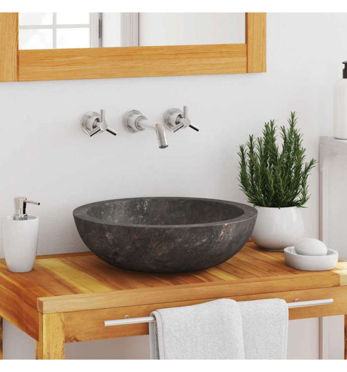 Lavabo Gris Ø40x12 cm Marbre | Mobilier & Déco