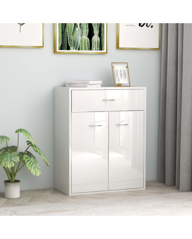 Buffet Blanc brillant 60x30x75 cm Bois d'ingénierie | Mobilier & Déco