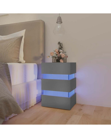 Table de chevet à LED Gris 45x35x67 cm Bois d'ingénierie | Mobilier & Déco