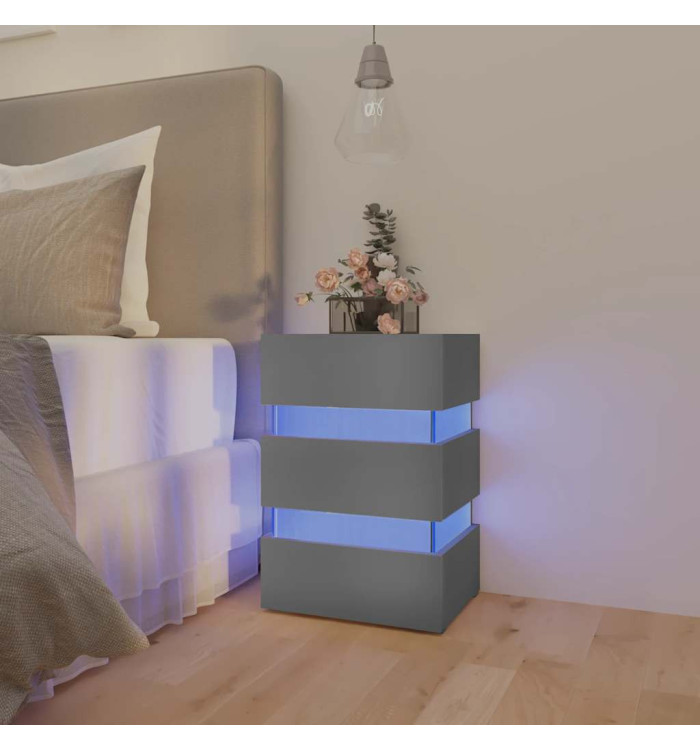 Table de chevet à LED Gris 45x35x67 cm Bois d'ingénierie | Mobilier & Déco