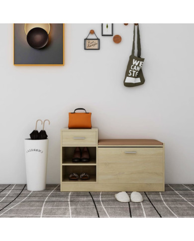 Banc à chaussures Chêne Sonoma 94,5x31x57 cm Aggloméré | Mobilier & Déco