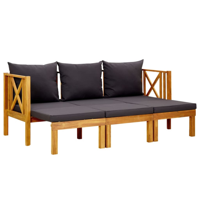 Banc de jardin 3 places et coussins 179 cm Bois d'acacia massif | Mobilier & Déco