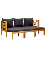 Banc de jardin 3 places et coussins 179 cm Bois d'acacia massif | Mobilier & Déco