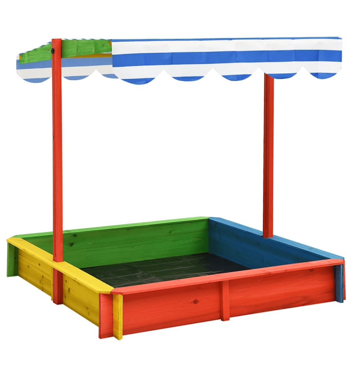 Bac à sable avec toit réglable Bois de sapin Multicolore UV50 | Mobilier & Déco