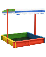 Bac à sable avec toit réglable Bois de sapin Multicolore UV50 | Mobilier & Déco