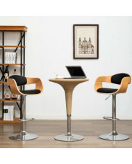 Chaises de bar lot de 2 noir bois courbé et similicuir | Mobilier & Déco