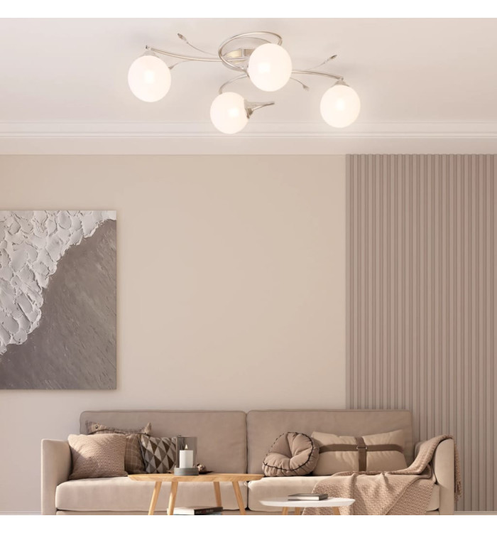 Plafonnier avec abat-jour ronds en verre pour 4 LED G9 | Mobilier & Déco