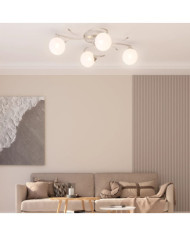 Plafonnier avec abat-jour ronds en verre pour 4 LED G9 | Mobilier & Déco