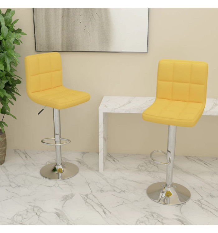 Tabourets de bar lot de 2 jaune moutarde tissu | Mobilier & Déco