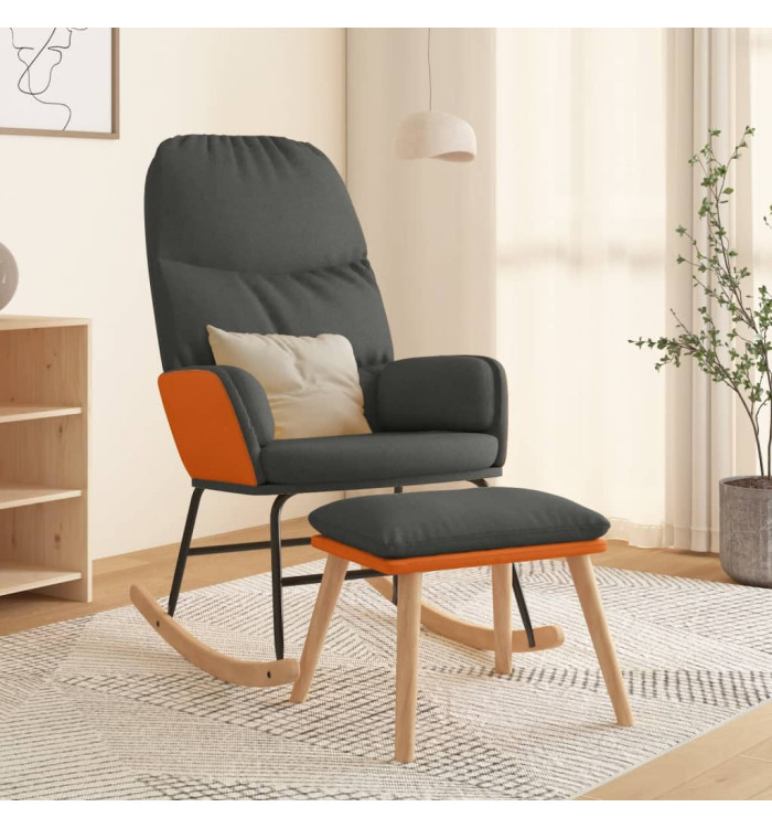 Chaise à bascule avec repose-pied Gris foncé Tissu | Mobilier & Déco