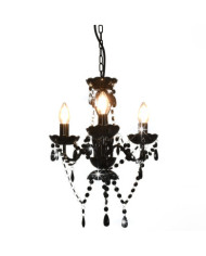 Lustre avec perles Noir Rond 3 x E14 | Mobilier & Déco