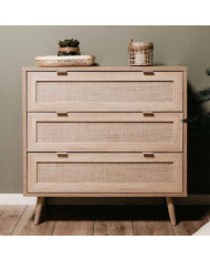 Finori Commode Bali 03A Chêne sonoma et impression de canne | Mobilier & Déco