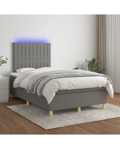 Sommier à lattes de lit et matelas et LED Gris foncé 120x200 cm | Mobilier & Déco