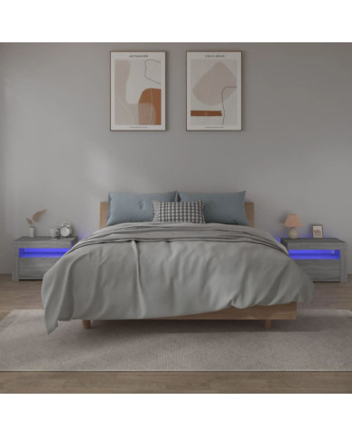 Tables de chevet 2 pcs avec LED sonoma gris 60x35x40 cm | Mobilier & Déco