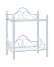 Table de chevet Acier et verre trempé 45 x 30,5 x 60 cm Blanc | Mobilier & Déco