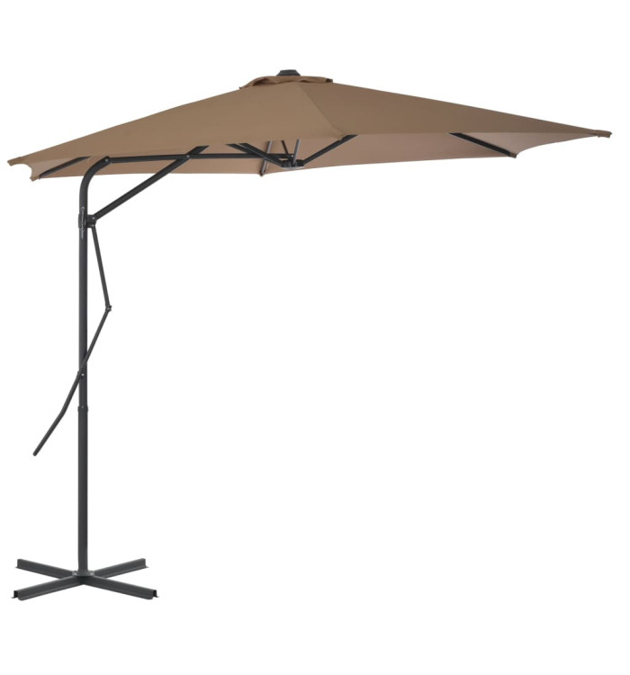 Parasol d'extérieur avec mât en acier 300 cm Taupe | Mobilier & Déco