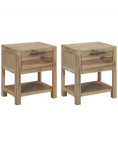 Tables de chevet avec tiroirs 2 pcs 40x30x48 cm Acacia solide | Mobilier & Déco