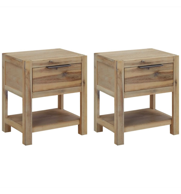 Tables de chevet avec tiroirs 2 pcs 40x30x48 cm Acacia solide | Mobilier & Déco