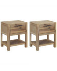 Tables de chevet avec tiroirs 2 pcs 40x30x48 cm Acacia solide | Mobilier & Déco