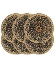 Napperons 6 pcs Bleu foncé 38 cm Rond Jute | Mobilier & Déco