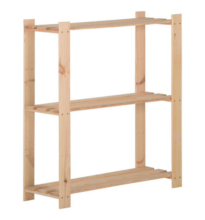 Étagère de stockage 3 niveaux 80x28,5x90 cm Bois de pin massif | Mobilier & Déco