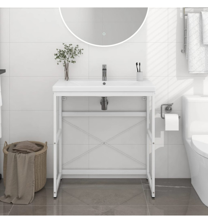 Cadre de lavabo de salle de bain Blanc 79x38x83 cm Fer | Mobilier & Déco