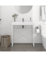 Cadre de lavabo de salle de bain Blanc 79x38x83 cm Fer | Mobilier & Déco