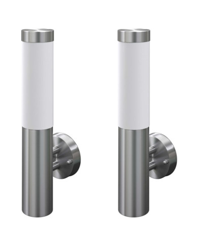 2 appliques murales cylindriques en acier inoxydable | Mobilier & Déco