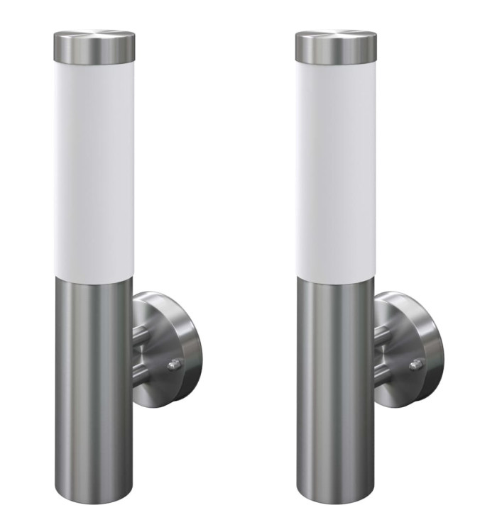 2 appliques murales cylindriques en acier inoxydable | Mobilier & Déco